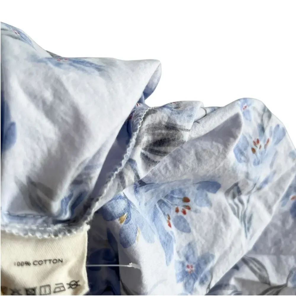 Teela Girls Light Blue Floral Cotton Lace Trim Toile Bubble Romper Boutique 18M
